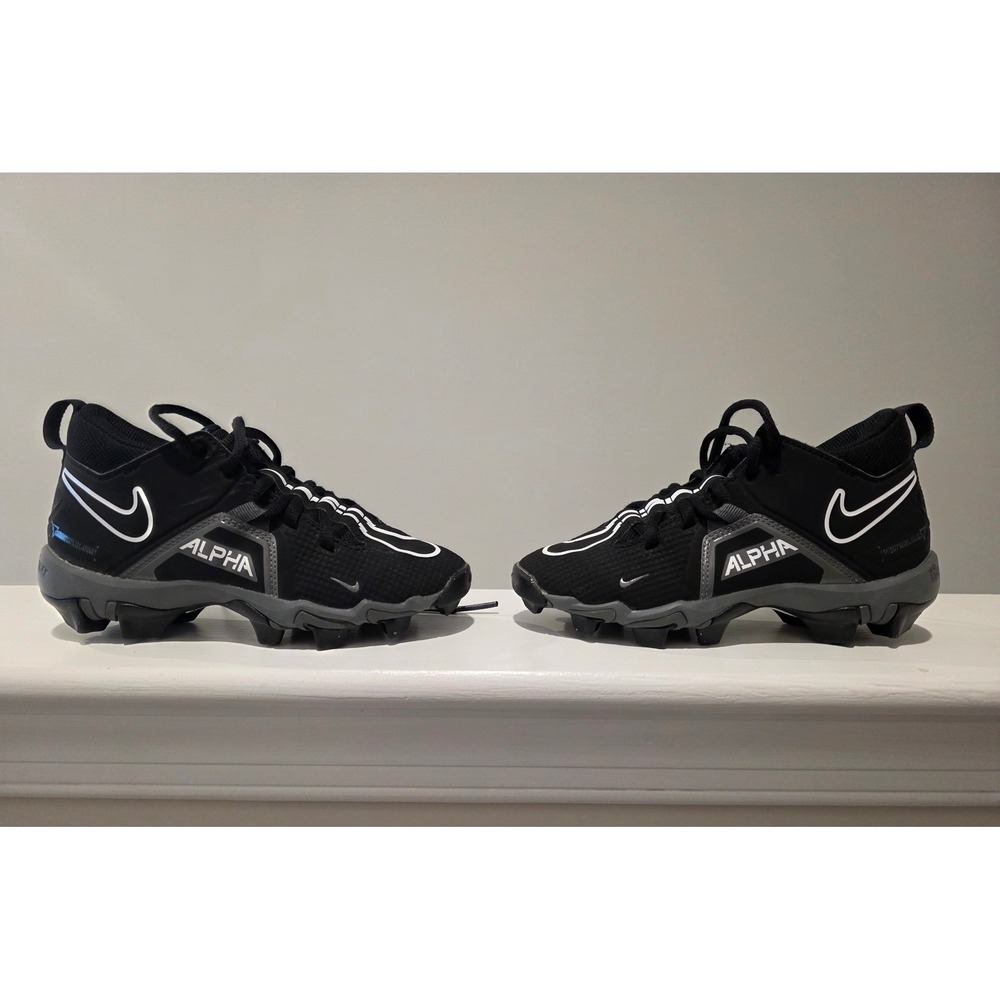 Kid's sz 1Y Nike Alpha Menace 3 Shark Football Cleats Black White CV0581-010 - Picture 5 of 12